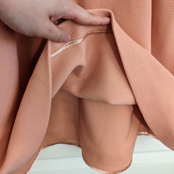 Salmon Pink Wool Long-Sleeve A-line Dress - Picture 7 of 7